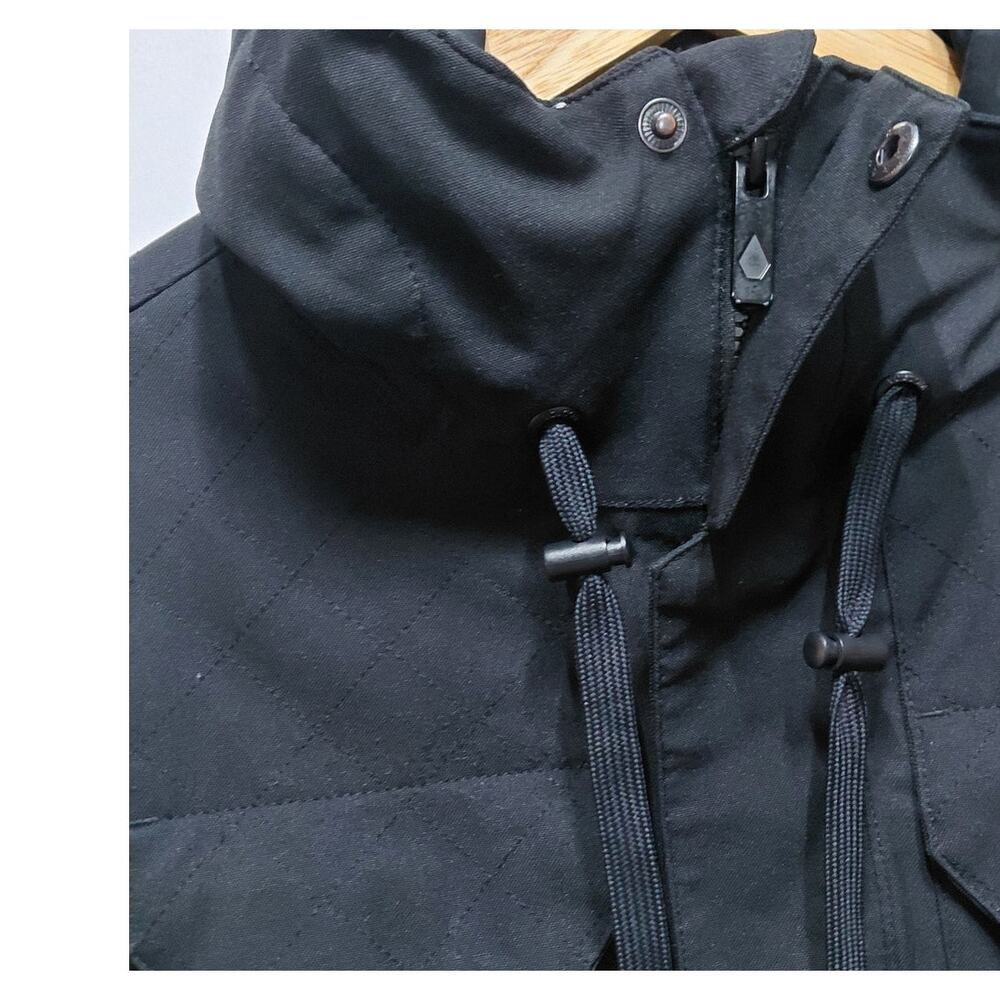 Volcom Black Hooded Jacket Solid Polyester Size S - image 4